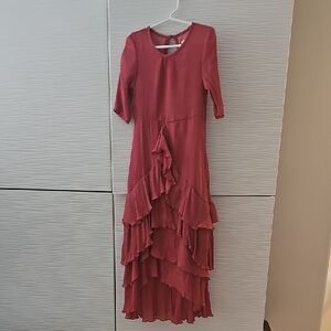 Joyfolie Red High Low Ruffled Dress